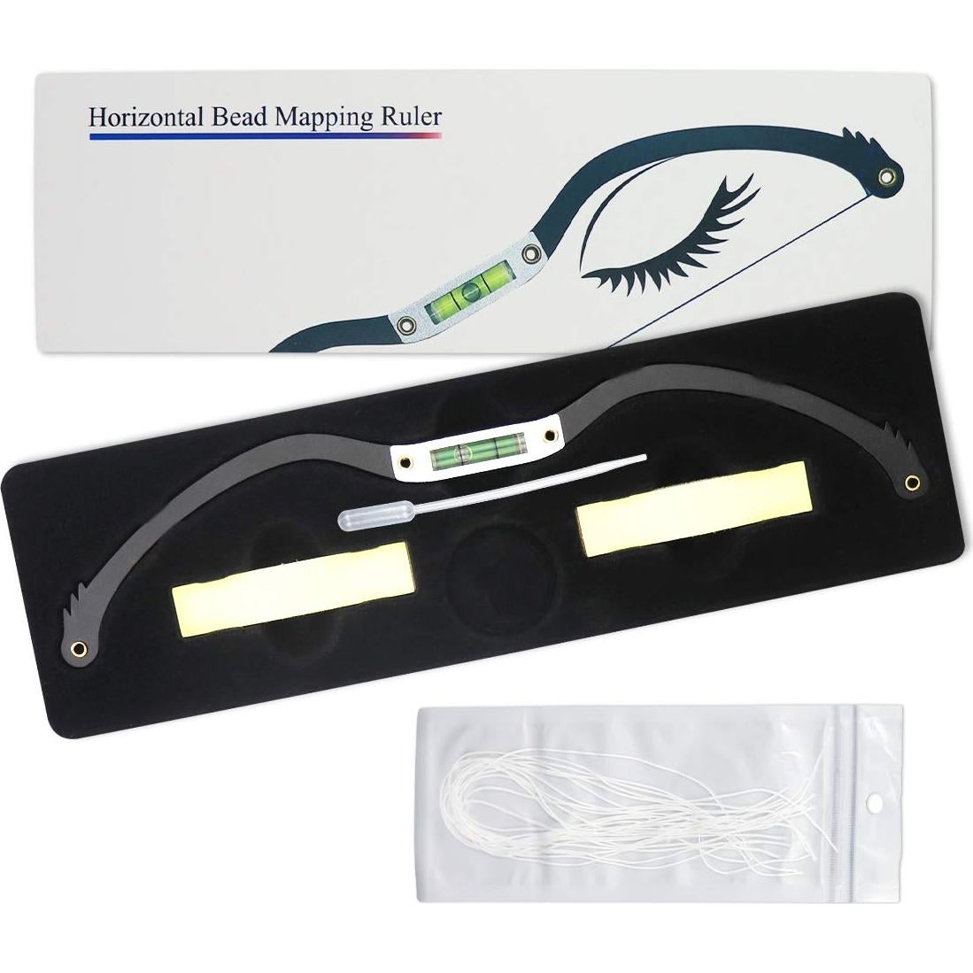 Regla de Mapeo de Cejas Guapa con Nivel de Burbuja - Negro