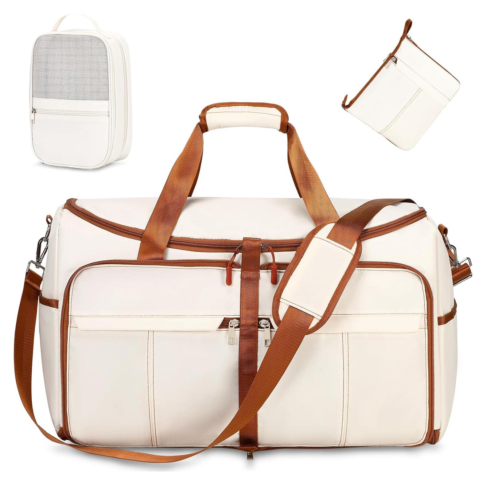 Bolsa de Ropa Plegable ACESAK 2 en 1 con Aseo y Zapatos Beige