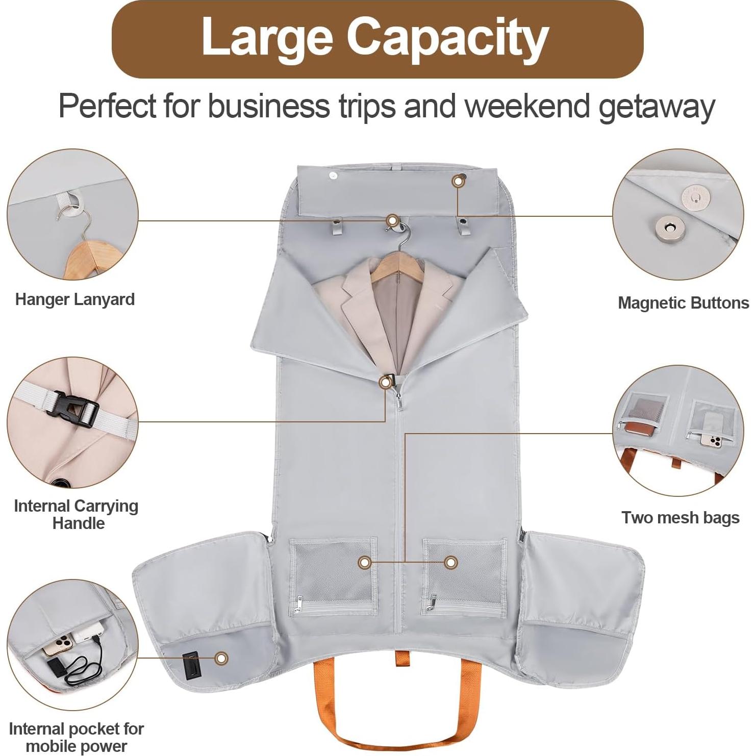 Bolsa de Ropa Plegable ACESAK 2 en 1 con Aseo y Zapatos Beige