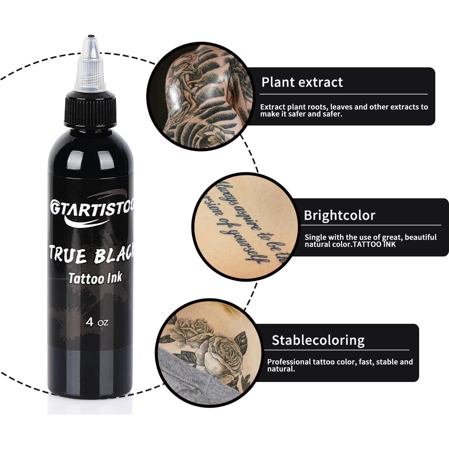 Tinta de Tatuaje Negra Profesional GTARTISTOO 120ml Vegana