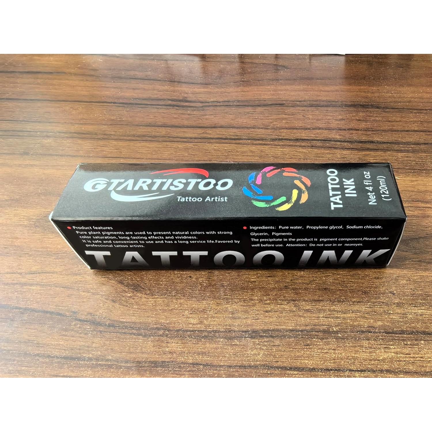 Tinta de Tatuaje Negra Profesional GTARTISTOO 120ml Vegana