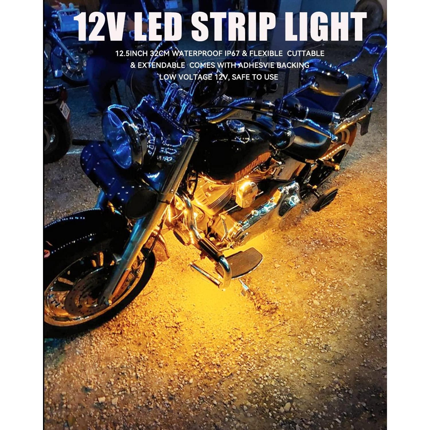 Tira de Luz LED Ámbar Keiurot 32.3cm 12V Impermeable - Paquete de 4