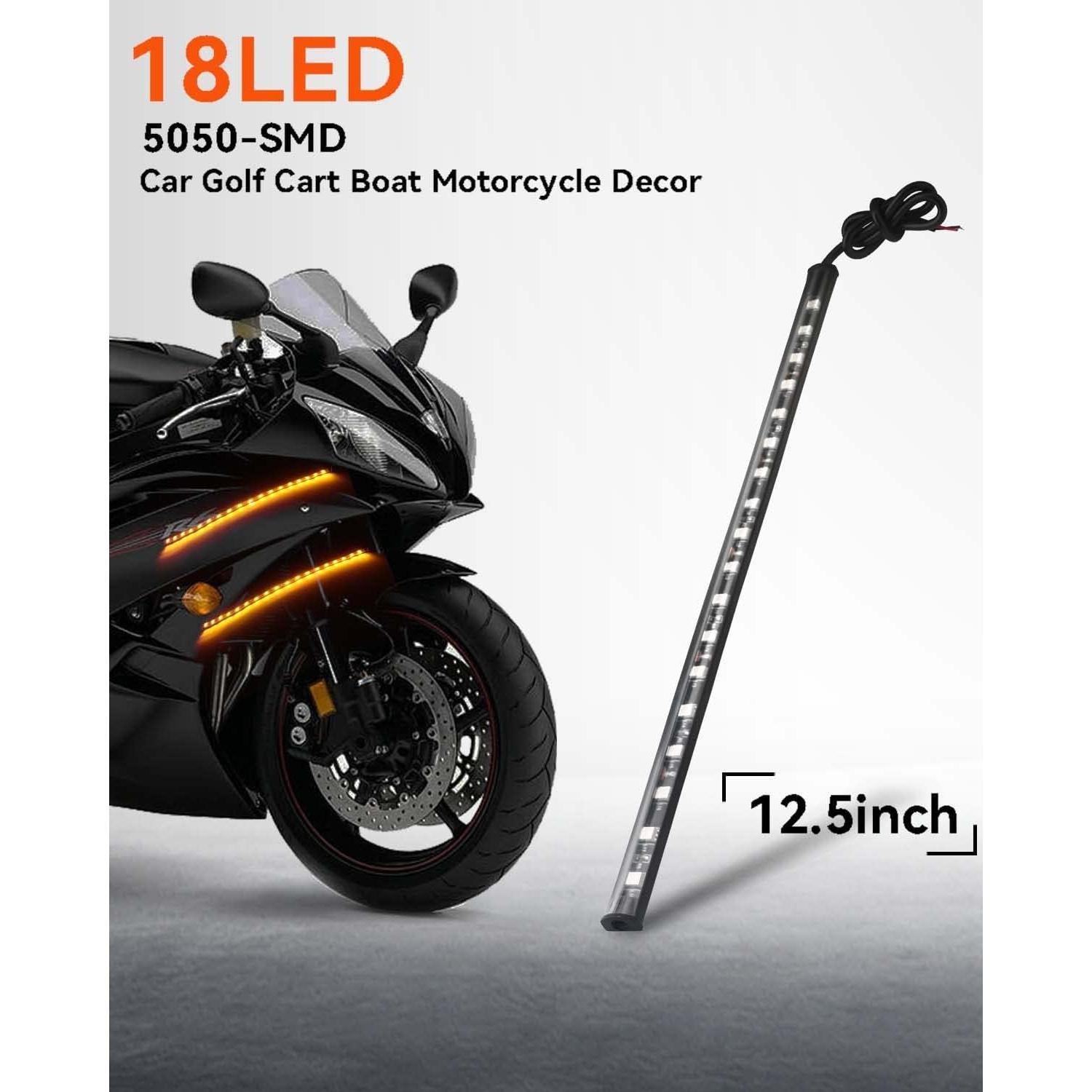 Tira de Luz LED Ámbar Keiurot 32.3cm 12V Impermeable - Paquete de 4