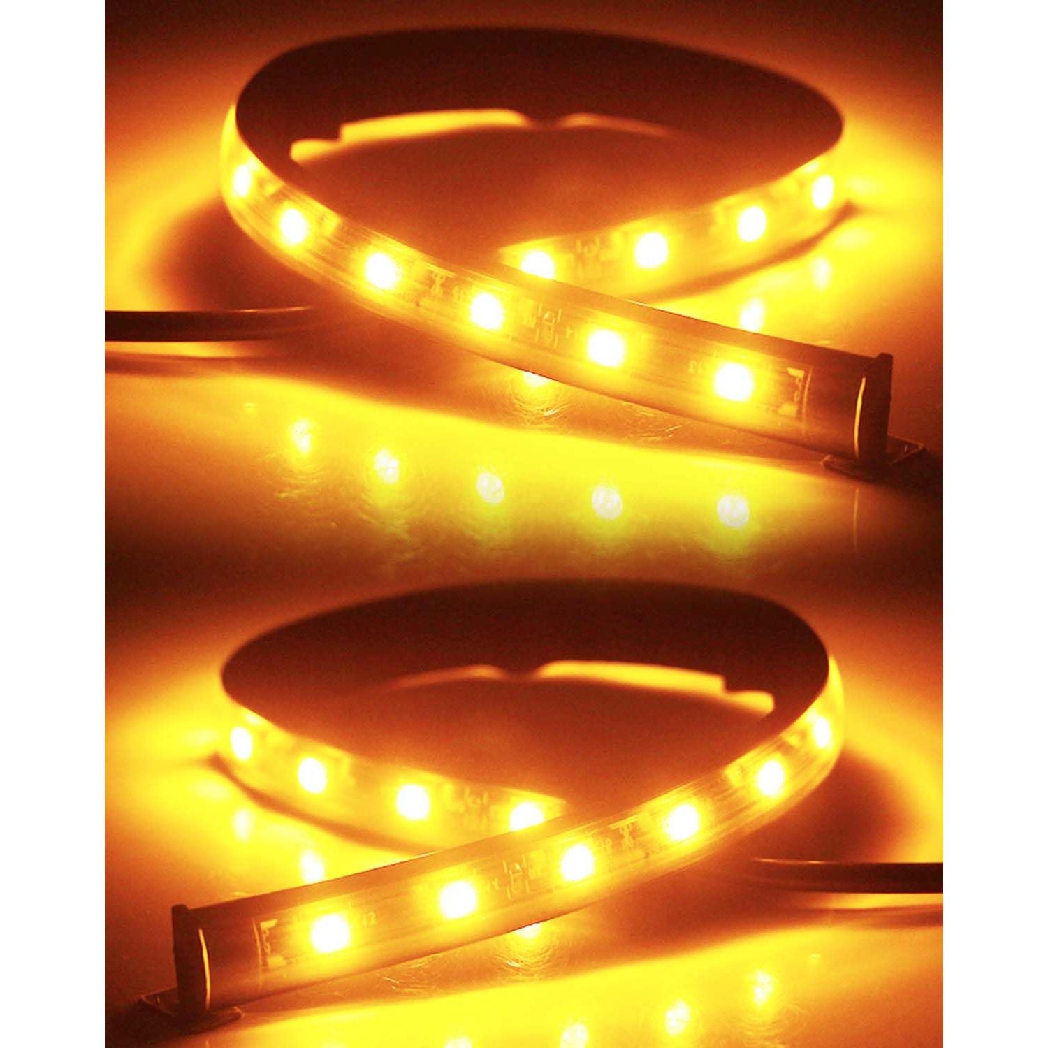 Tira de Luz LED Ámbar Keiurot 32.3cm 12V Impermeable - Paquete de 4