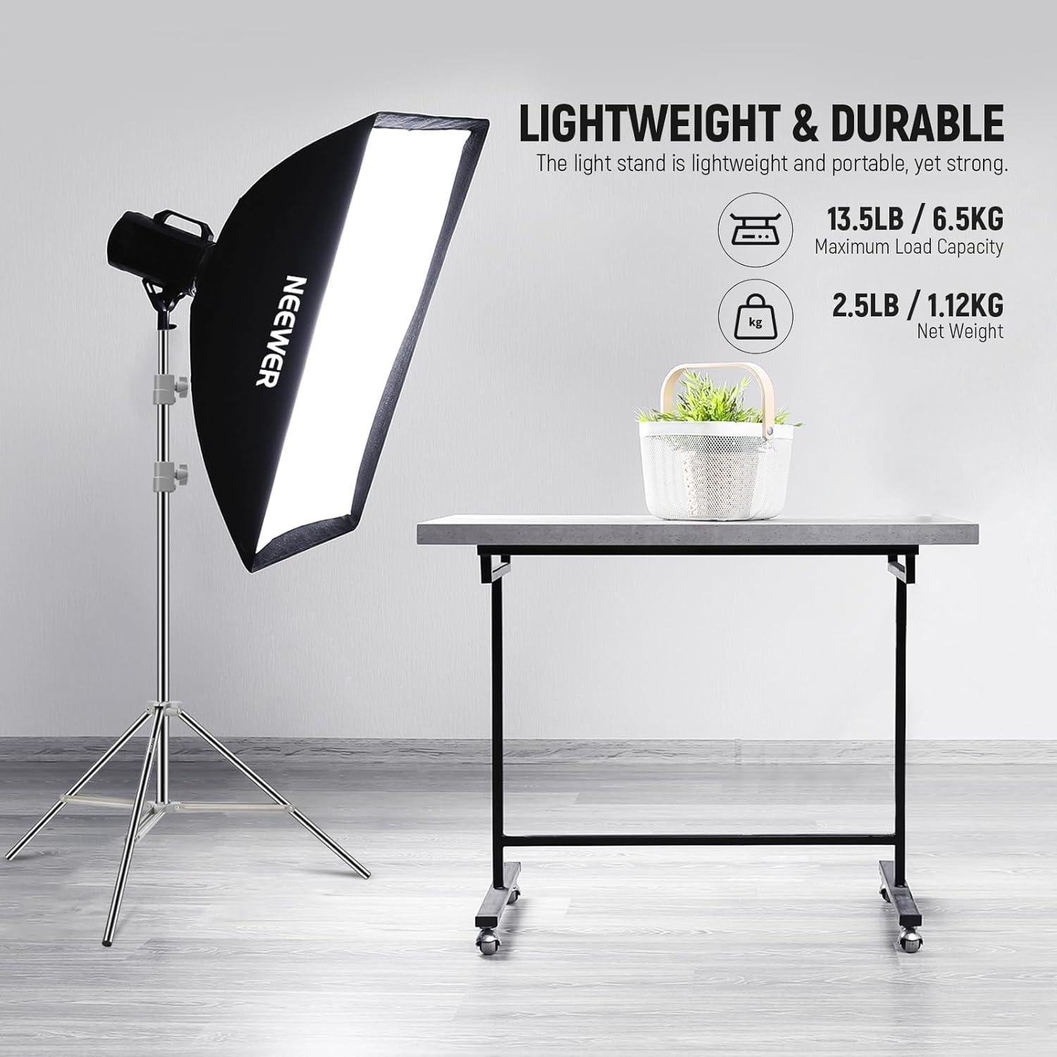 Soporte de Luz Plegable NEEWER ST-190SS 190cm Acero Inoxidable