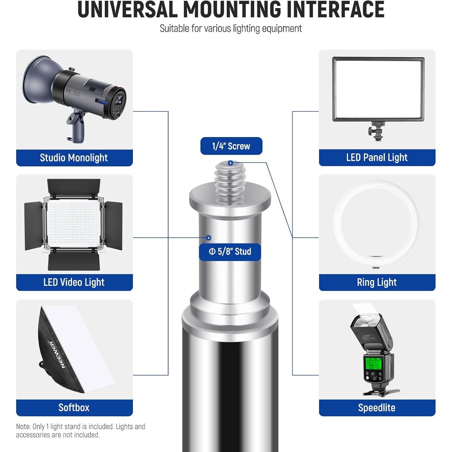 Soporte de Luz Plegable NEEWER ST-190SS 190cm Acero Inoxidable