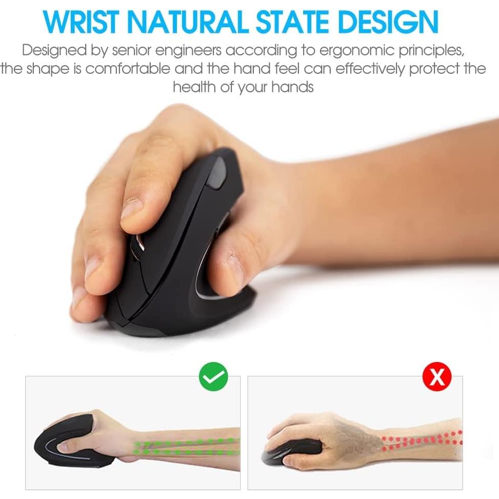 Ratón Vertical Inalámbrico Ergonómico XINGBAOKEJI Negro 2.4G