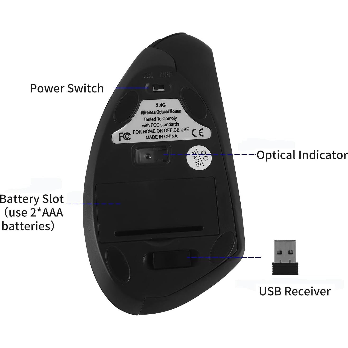 Ratón Vertical Inalámbrico Ergonómico XINGBAOKEJI Negro 2.4G