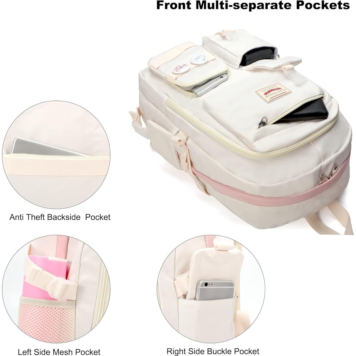 Set de Mochilas Escolares 3 en 1 Beige - Niñas Adolescentes