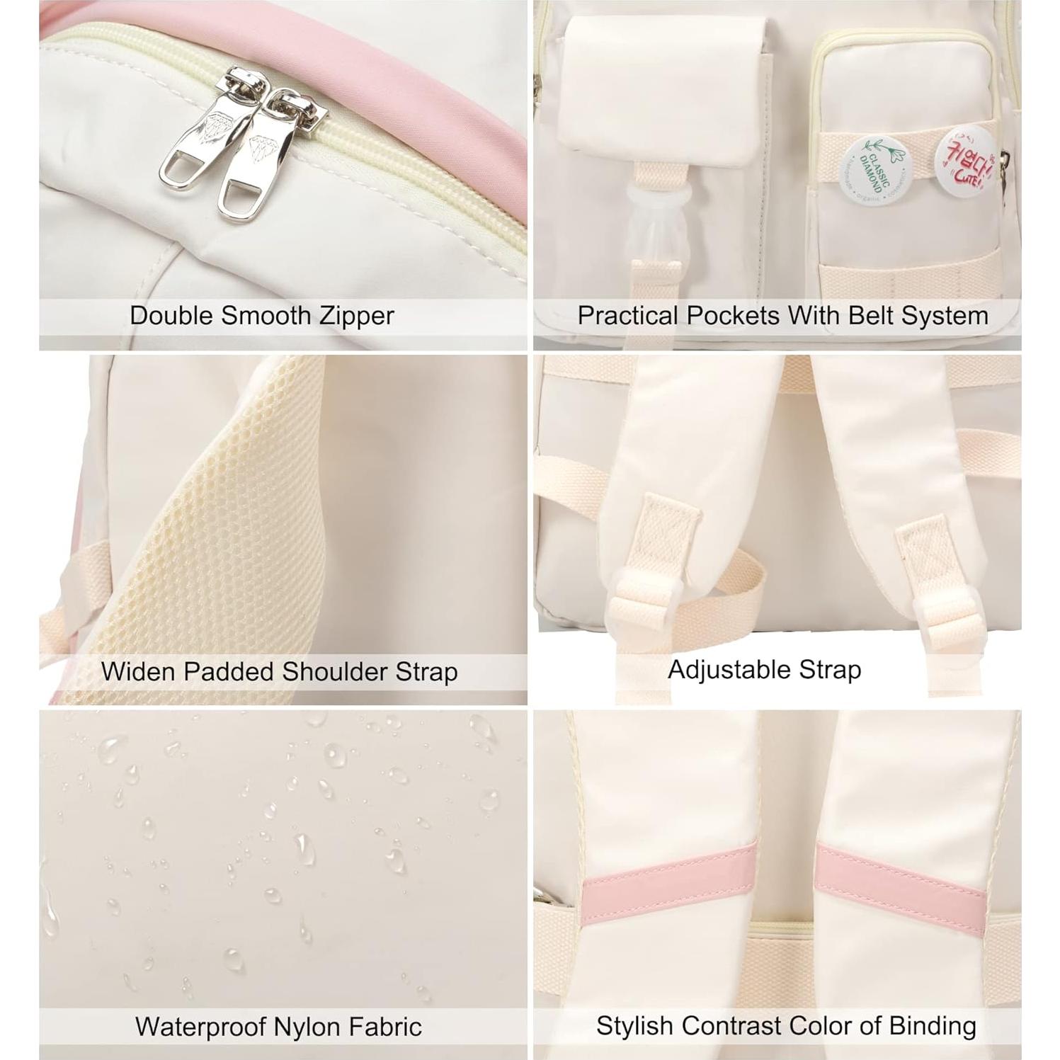 Set de Mochilas Escolares 3 en 1 Beige - Niñas Adolescentes