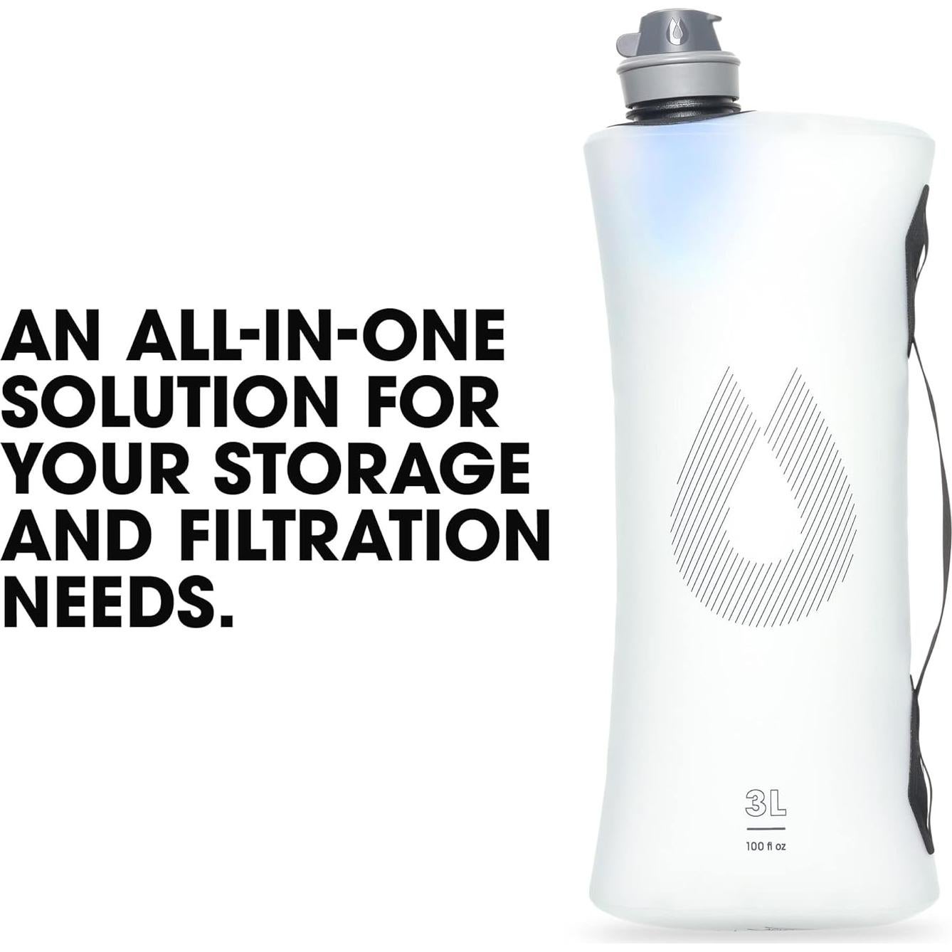 Filtro de Agua Plegable HydraPak Seeker+ 3L - Ligero y Duradero