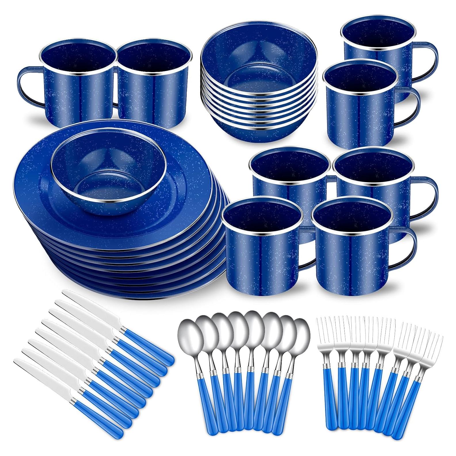 Vajilla de Camping Nuogo 48 Piezas Azul - Utensilios y Platos
