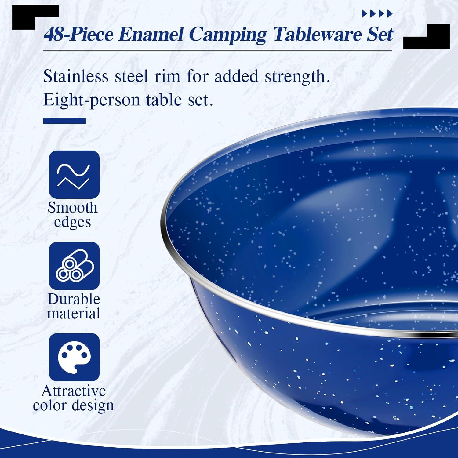 Vajilla de Camping Nuogo 48 Piezas Azul - Utensilios y Platos