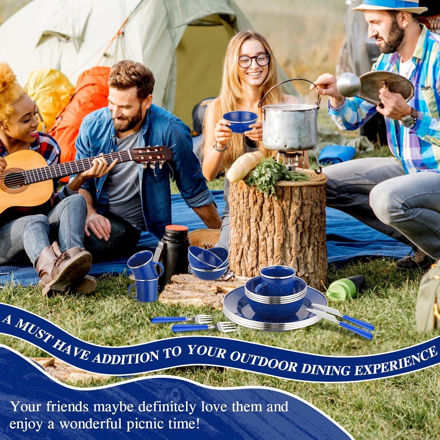 Vajilla de Camping Nuogo 48 Piezas Azul - Utensilios y Platos