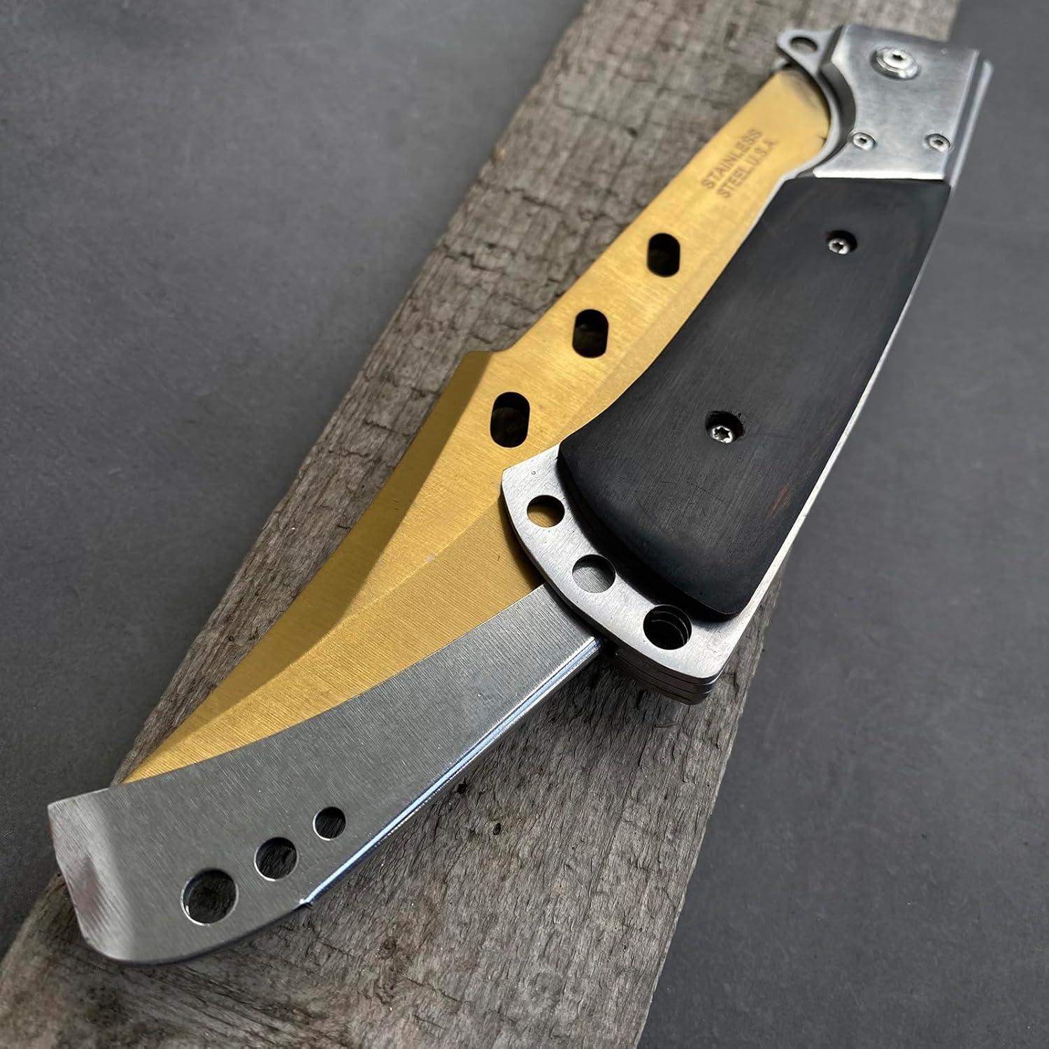 Cuchillo Plegable Grande HOLYEDGE 27 cm Mango Madera Rosa