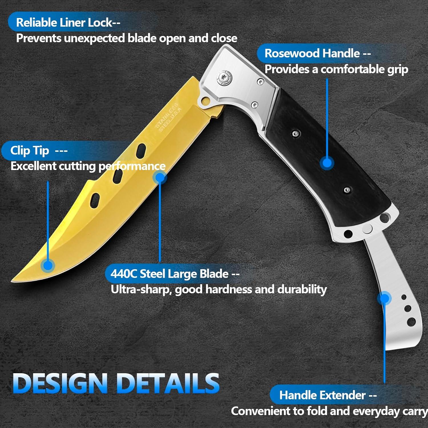 Cuchillo Plegable Grande HOLYEDGE 27 cm Mango Madera Rosa