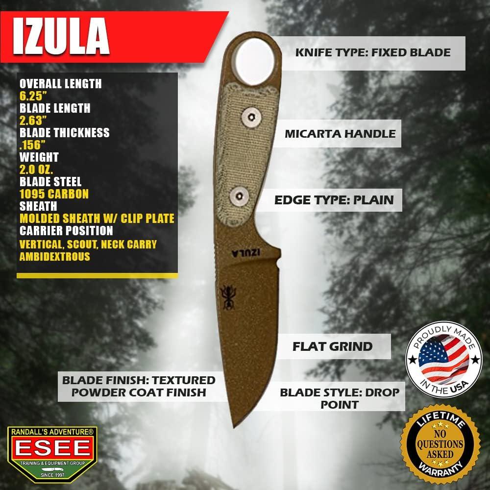 Cuchillo ESEE Izula con Funda de Polímero y Mango de Micarta