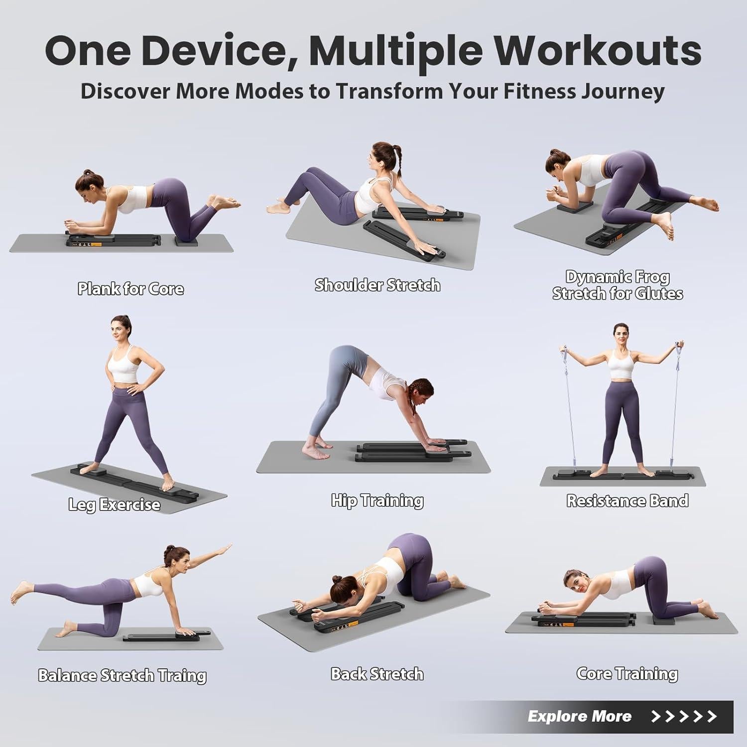 Máquina de Reformer de Pilates RIRMJOR 002 7 en 1 Ajustable