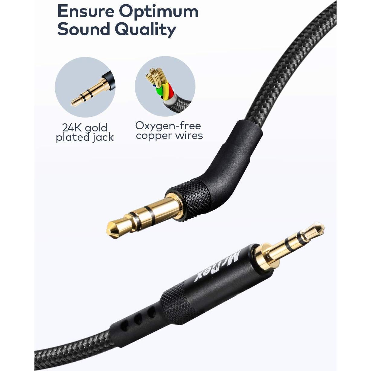 Cable de audio trenzado Mr Rex 2.5mm a 3.5mm para auriculares