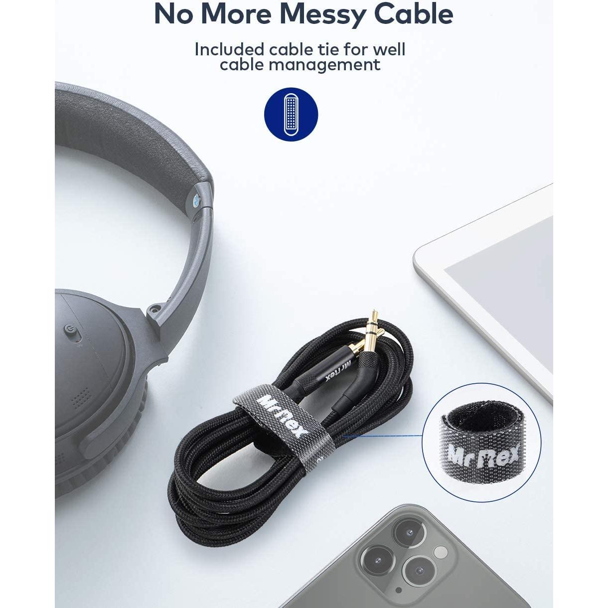 Cable de audio trenzado Mr Rex 2.5mm a 3.5mm para auriculares