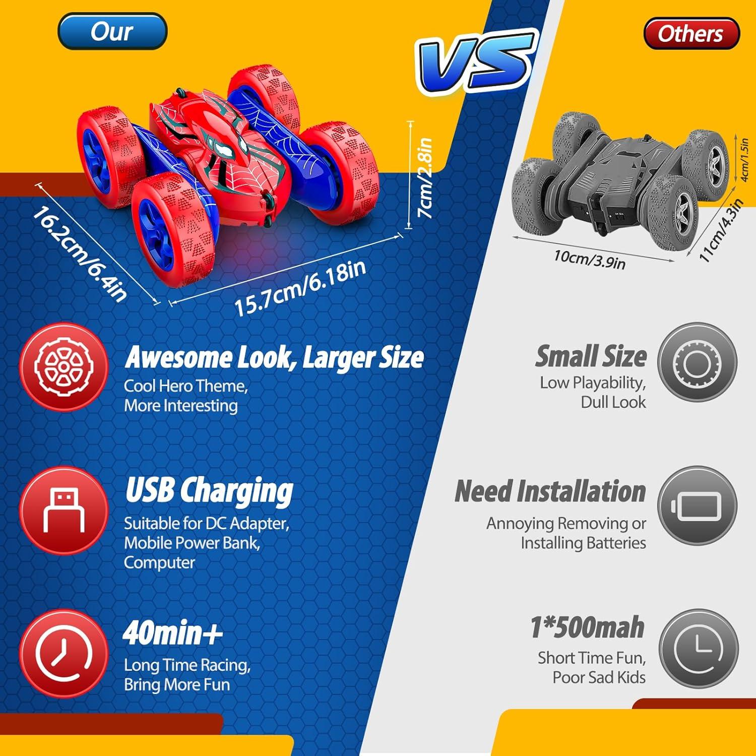 Coche RC 4WD Doble Lado 360° Excitobo para Niños 3-12 Años