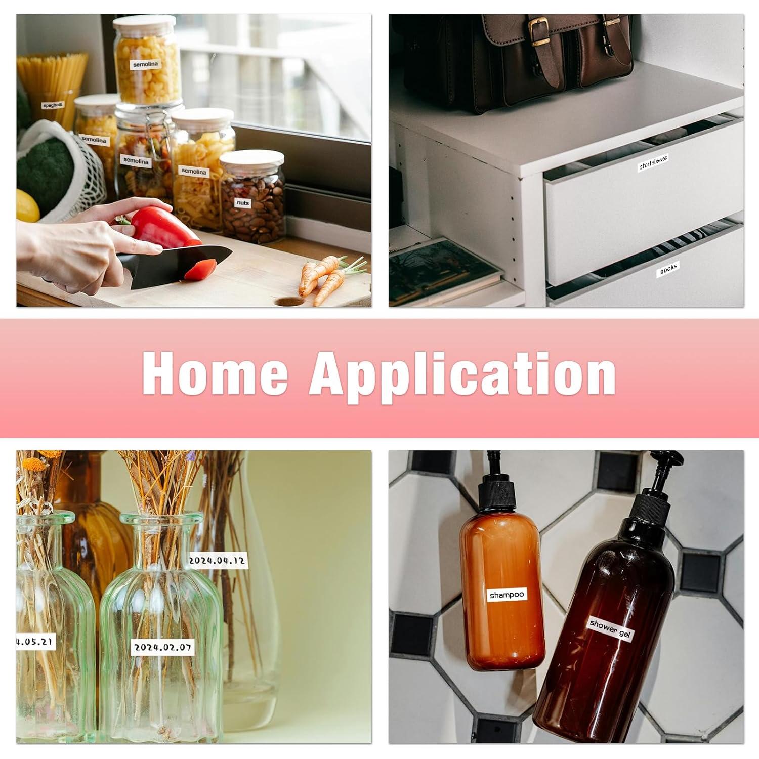 5 Cintas de Etiqueta RASSURT M-K231 12mm Negro sobre Blanco