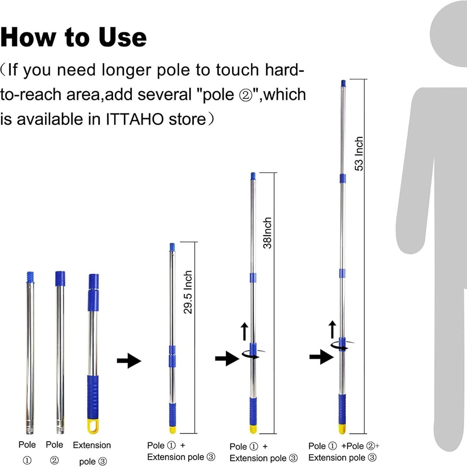 Kit de Limpieza de Ventanas ITTAHO con Mango Extensible 134.62 cm