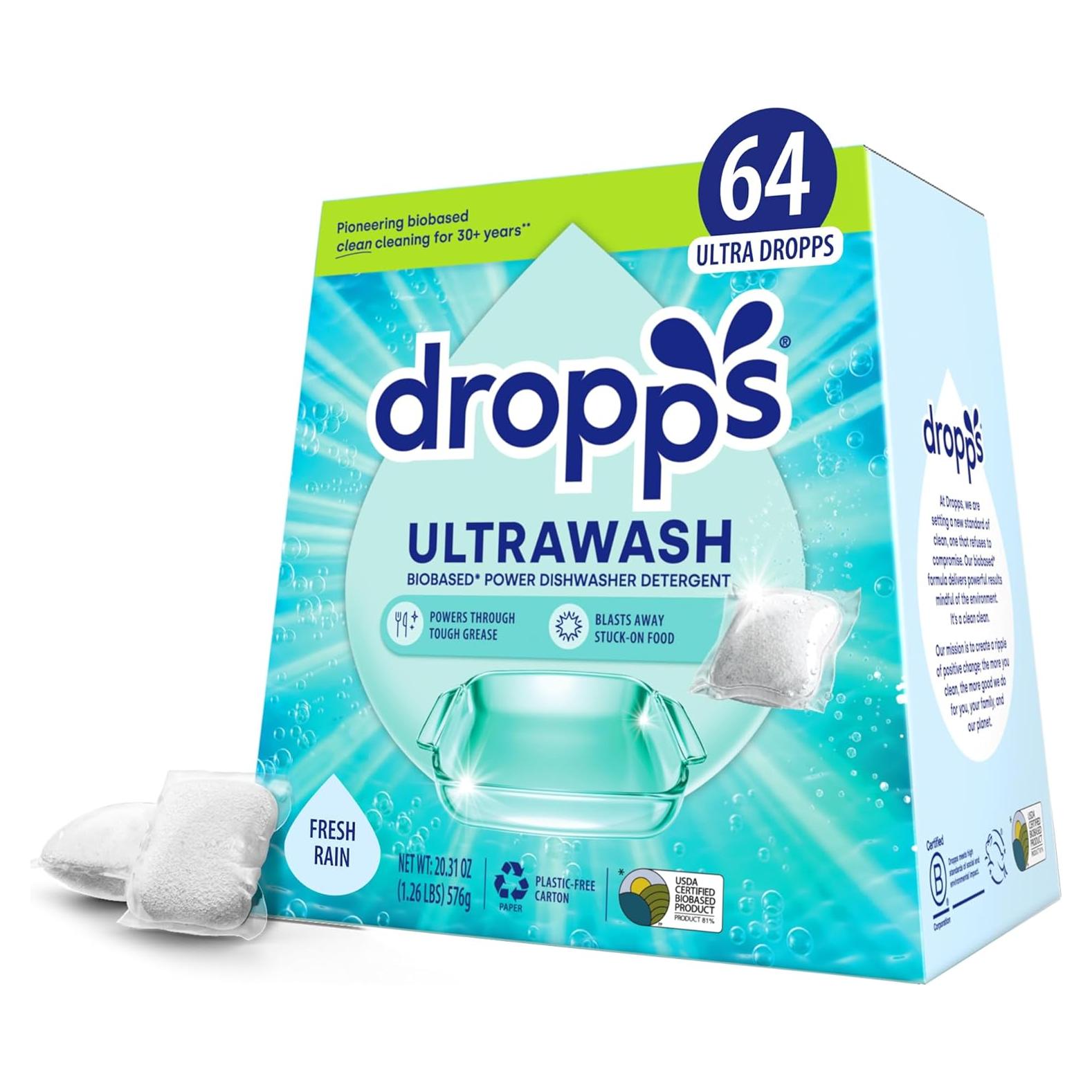 Cápsulas para Lavavajillas Dropps UltraWash 64 Unidades Lluvia Fresca