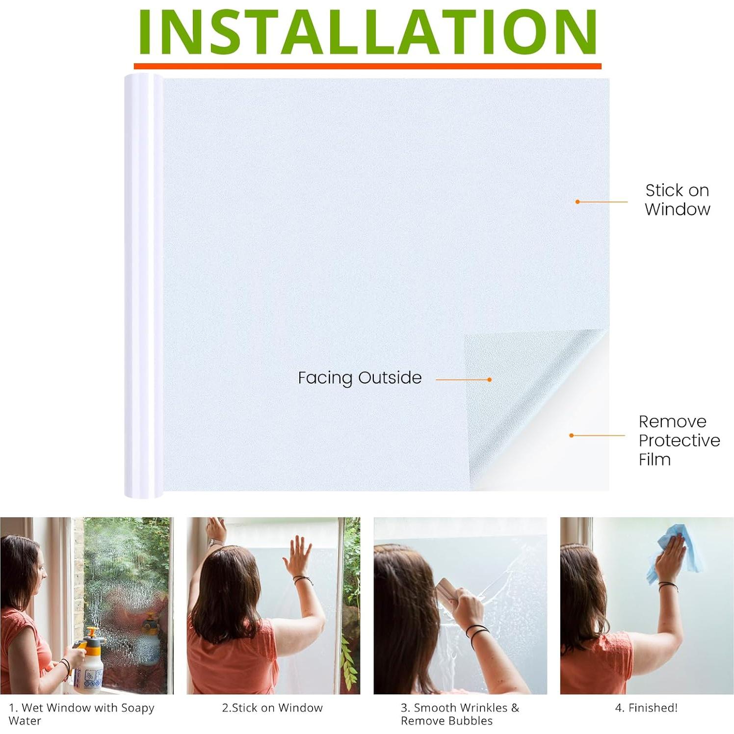 Kit de Película de Privacidad para Ventanas HTVRONT 44.5x199.4cm