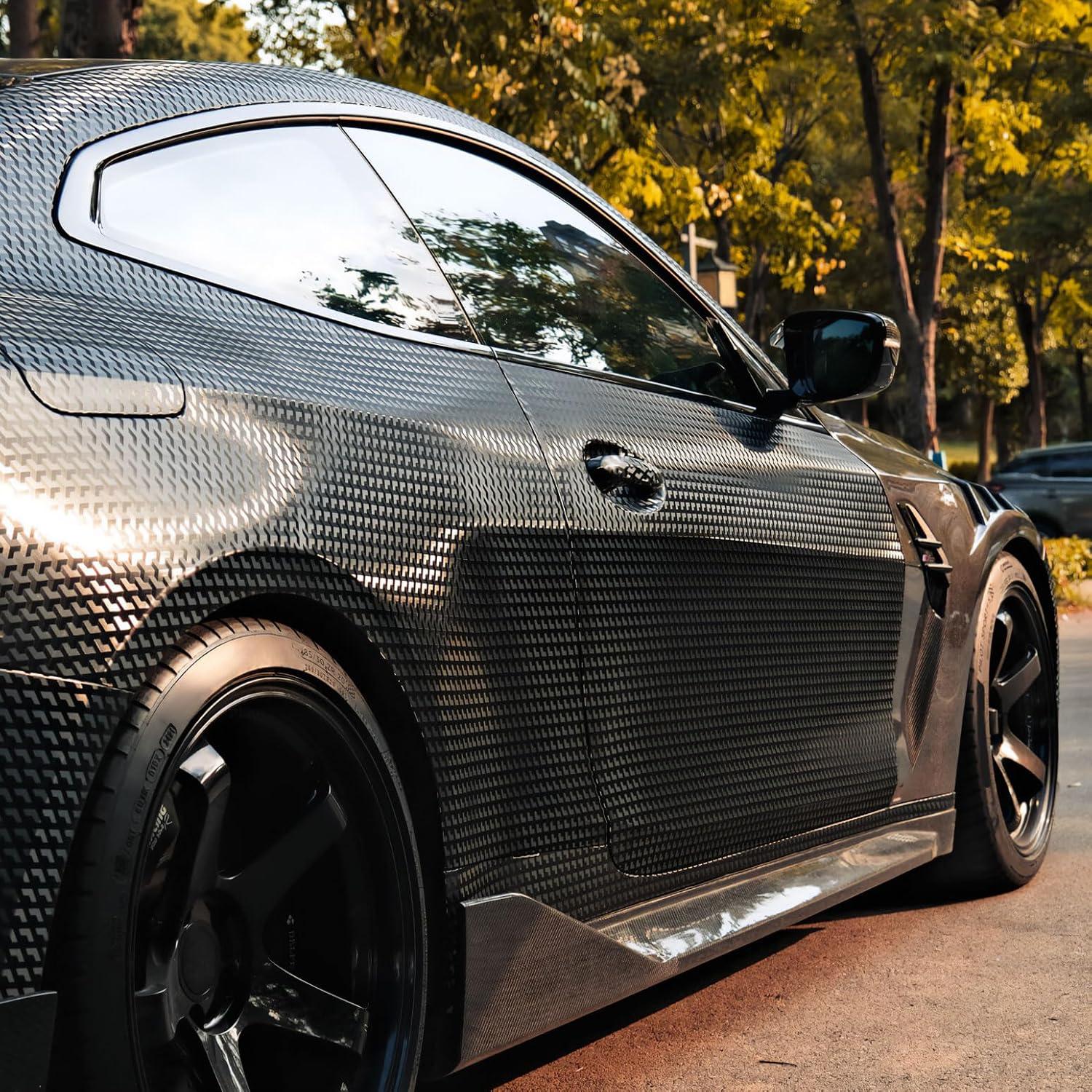 Vinilo de fibra de carbono triangular VViViD 0.3m x 1.5m