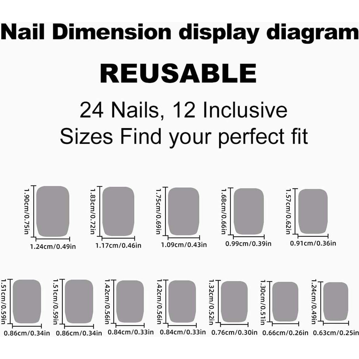 Uñas Postizas KASOICRA Mariposa Cuadradas 24Pcs con Brillo