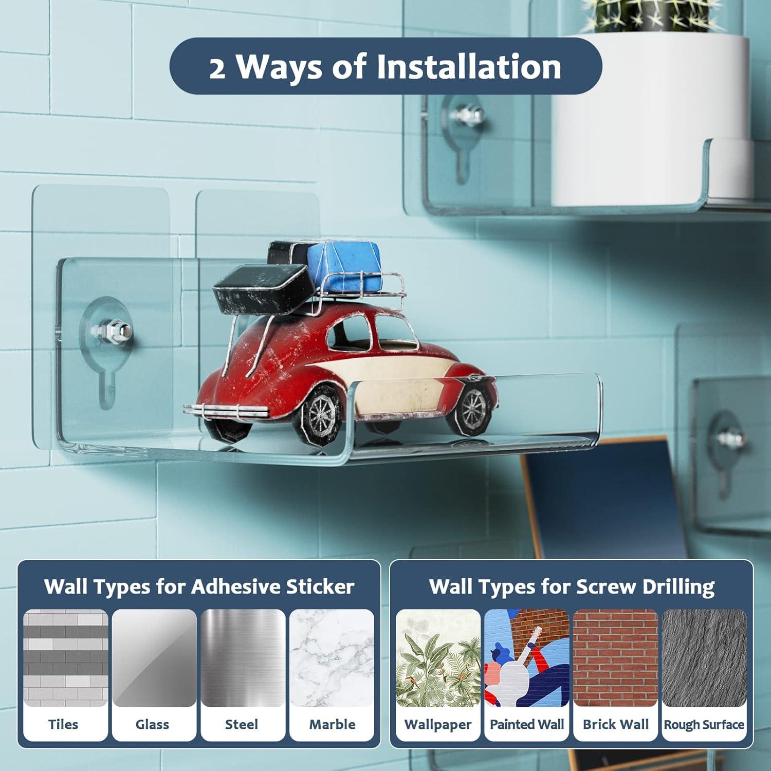 Estantes Flotantes Adhesivos Weronique 2 Paquetes Acrílico 10x5cm