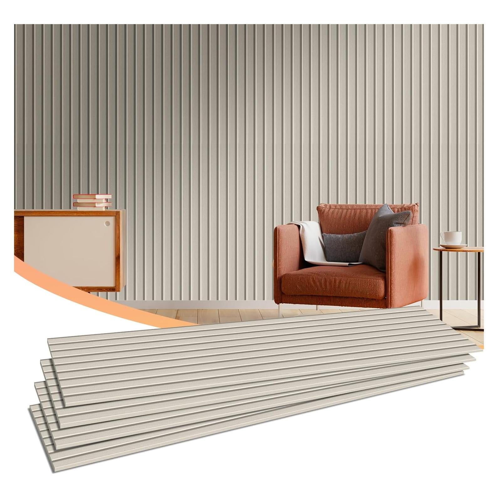 Paquete de 5 Paneles Acústicos Autoadhesivos Camel 47x12cm