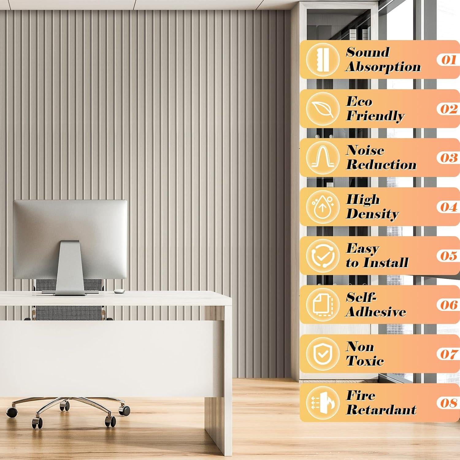 Paquete de 5 Paneles Acústicos Autoadhesivos Camel 47x12cm