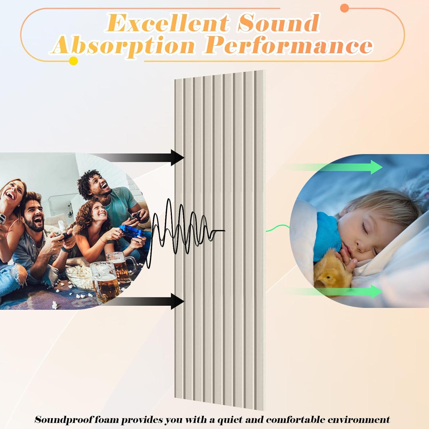 Paquete de 5 Paneles Acústicos Autoadhesivos Camel 47x12cm