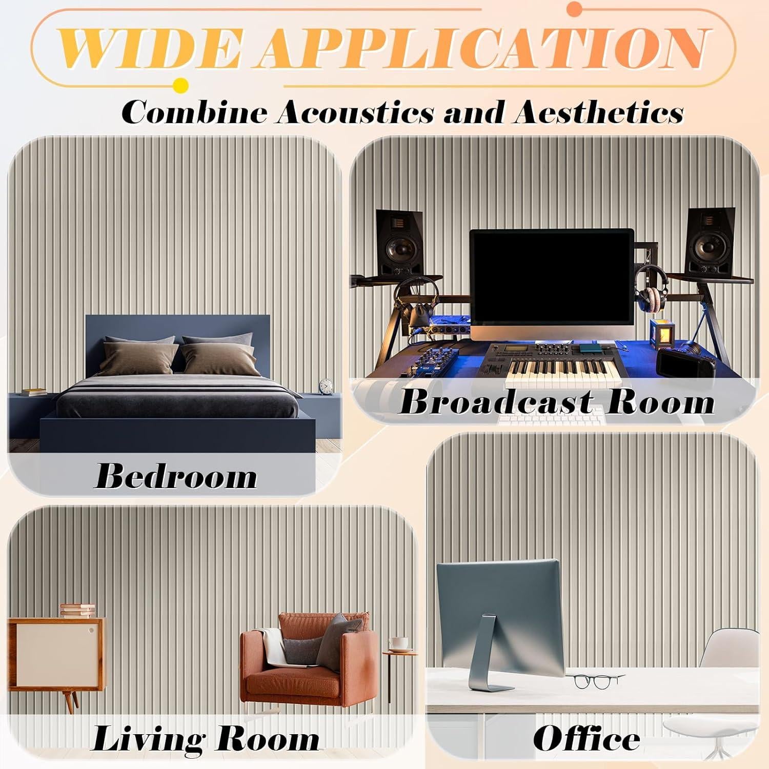 Paquete de 5 Paneles Acústicos Autoadhesivos Camel 47x12cm