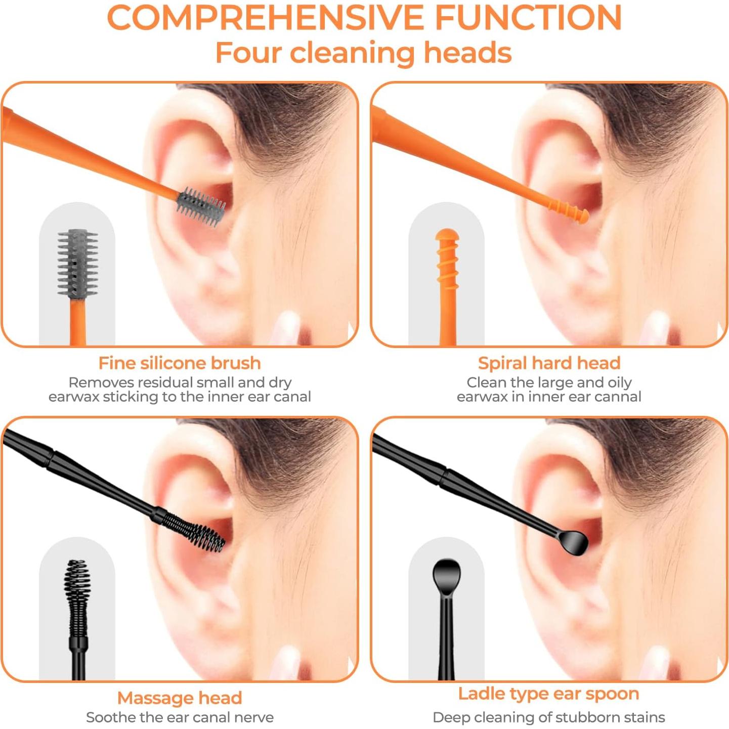 Kit de Eliminación de Cerumen Gogoleee 2 Piezas Silicona y Acero