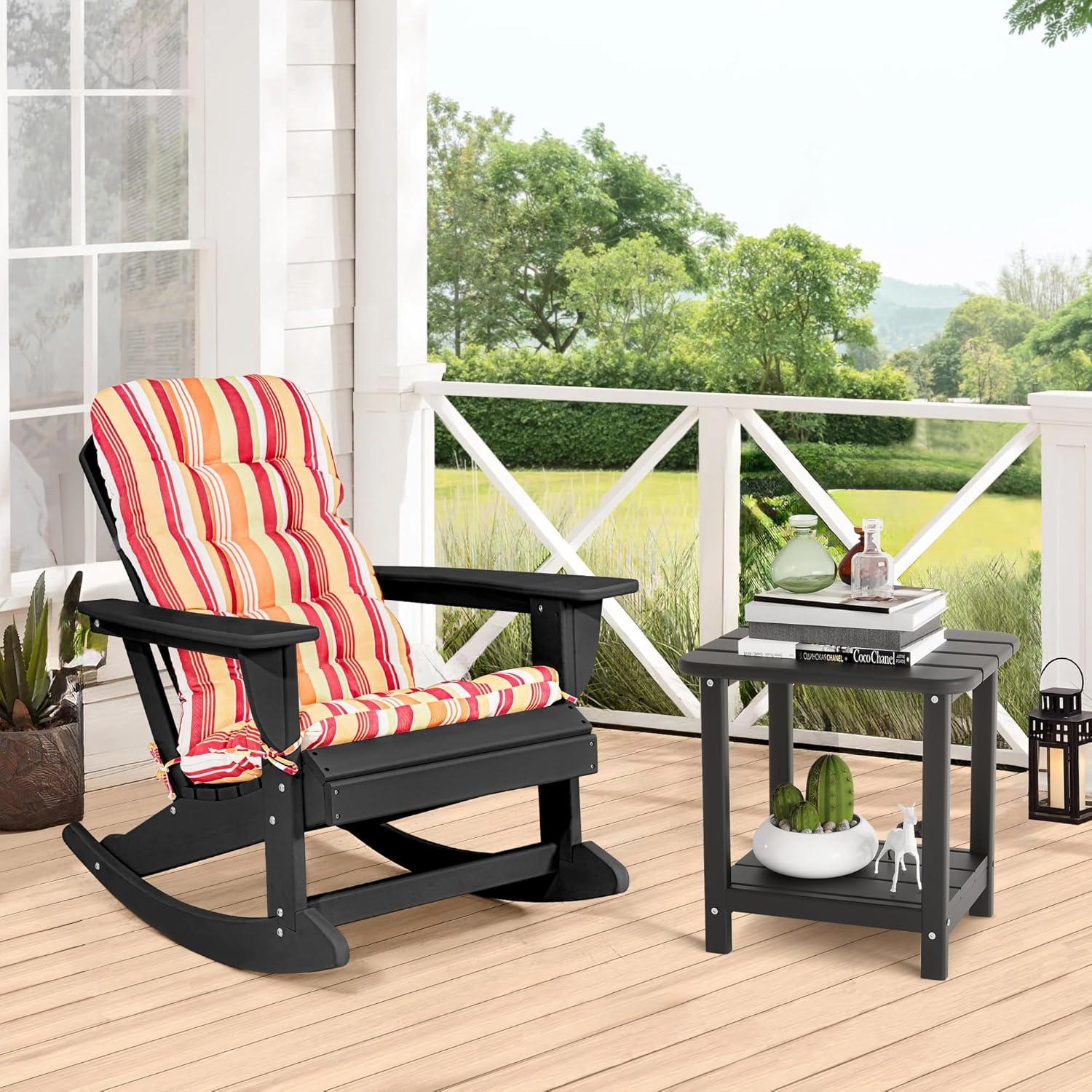 Mesa Lateral Adirondack Sundale para Exterior Negra 2 Niveles