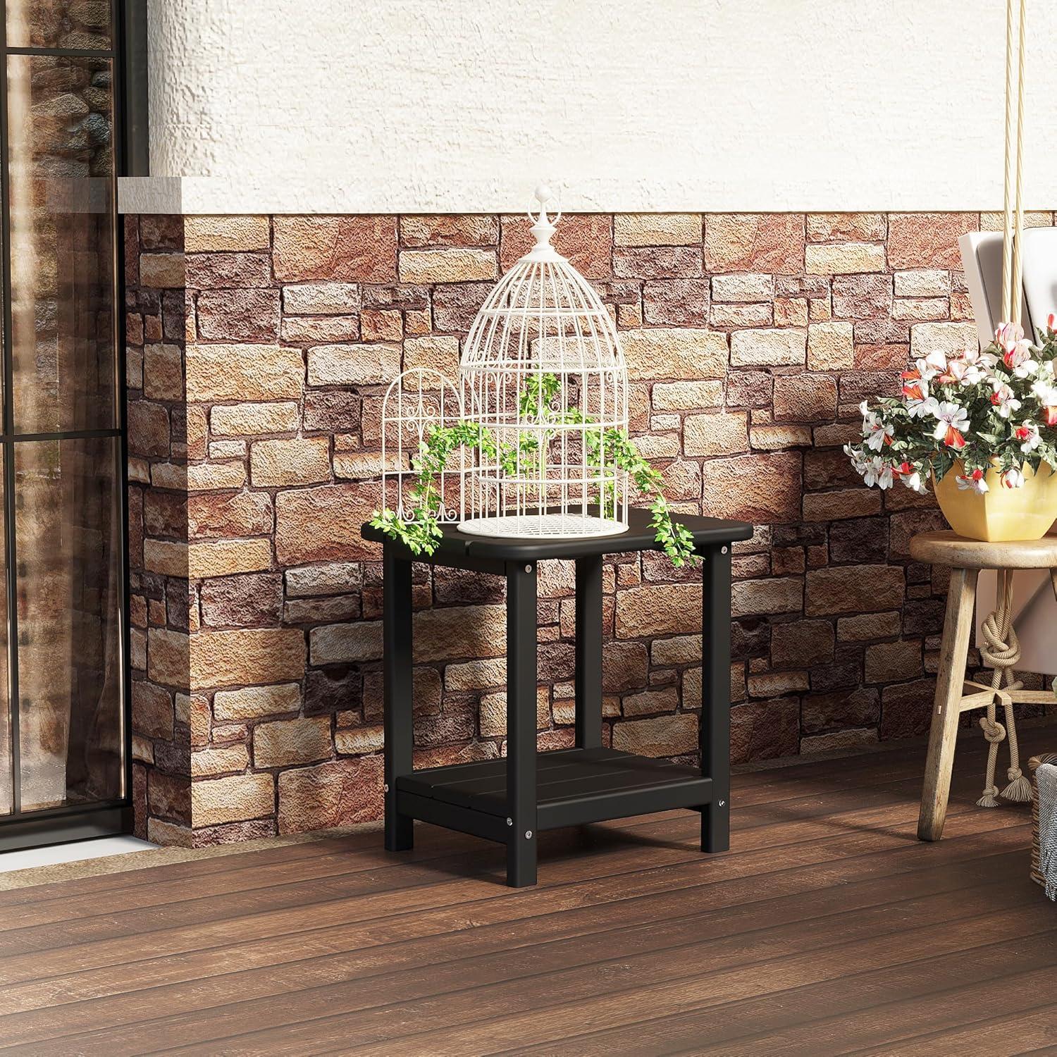 Mesa Lateral Adirondack Sundale para Exterior Negra 2 Niveles