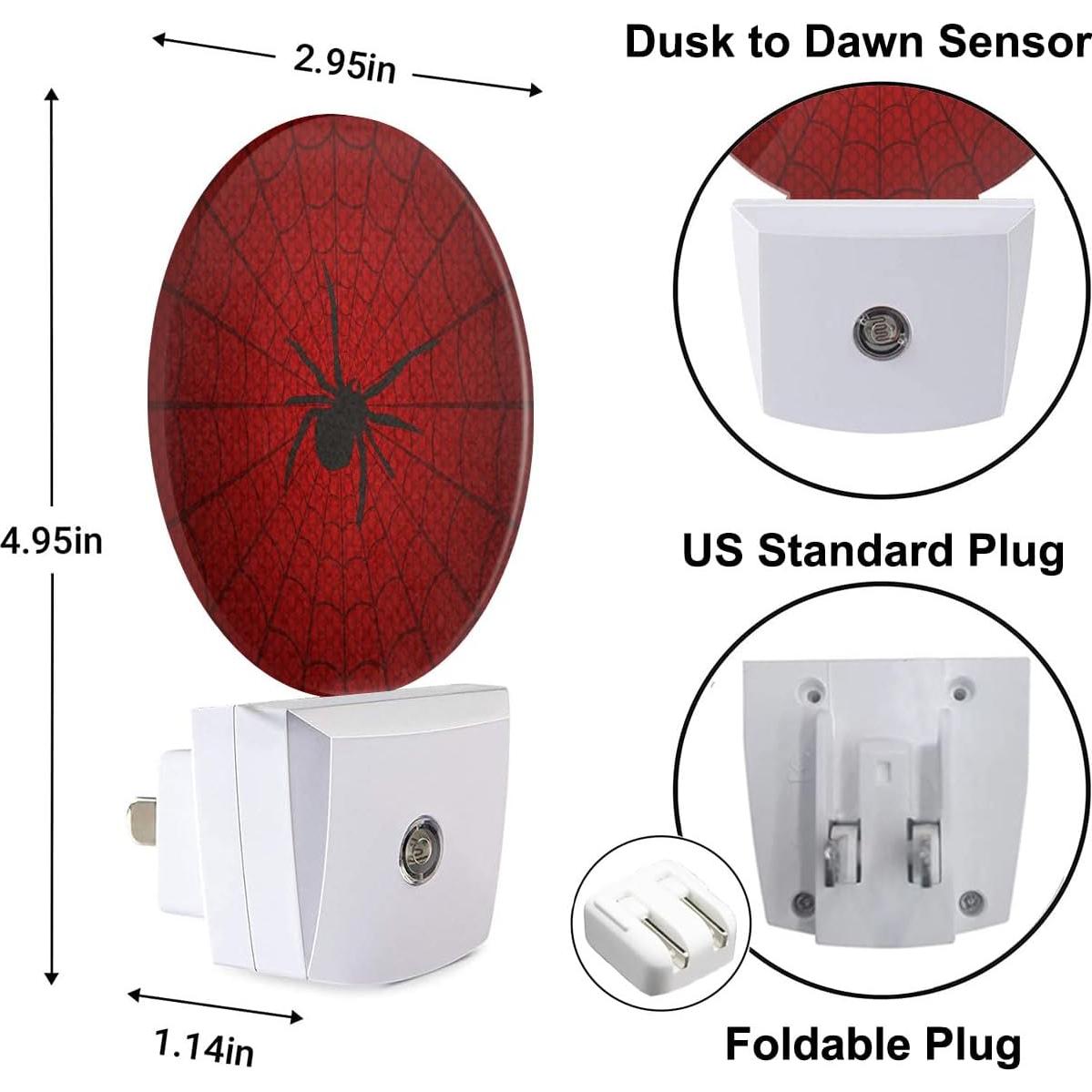 Luz Nocturna Redonda LED Uanvaha Araña Roja y Negra 0.5W