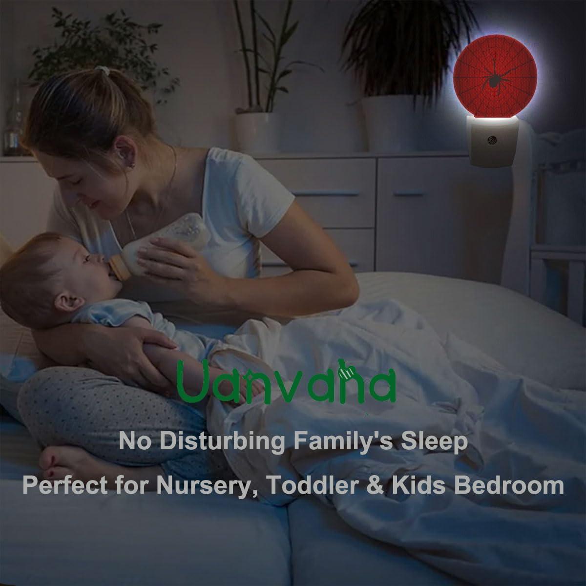 Luz Nocturna Redonda LED Uanvaha Araña Roja y Negra 0.5W