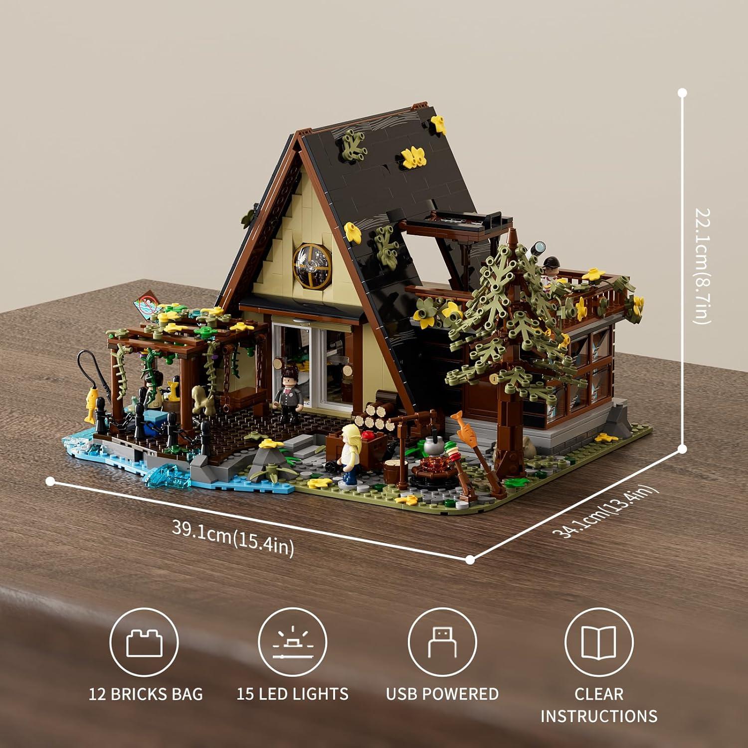 Set de Bloques Iluminados FUNWHOLE Chalet A-Frame 2061 Piezas