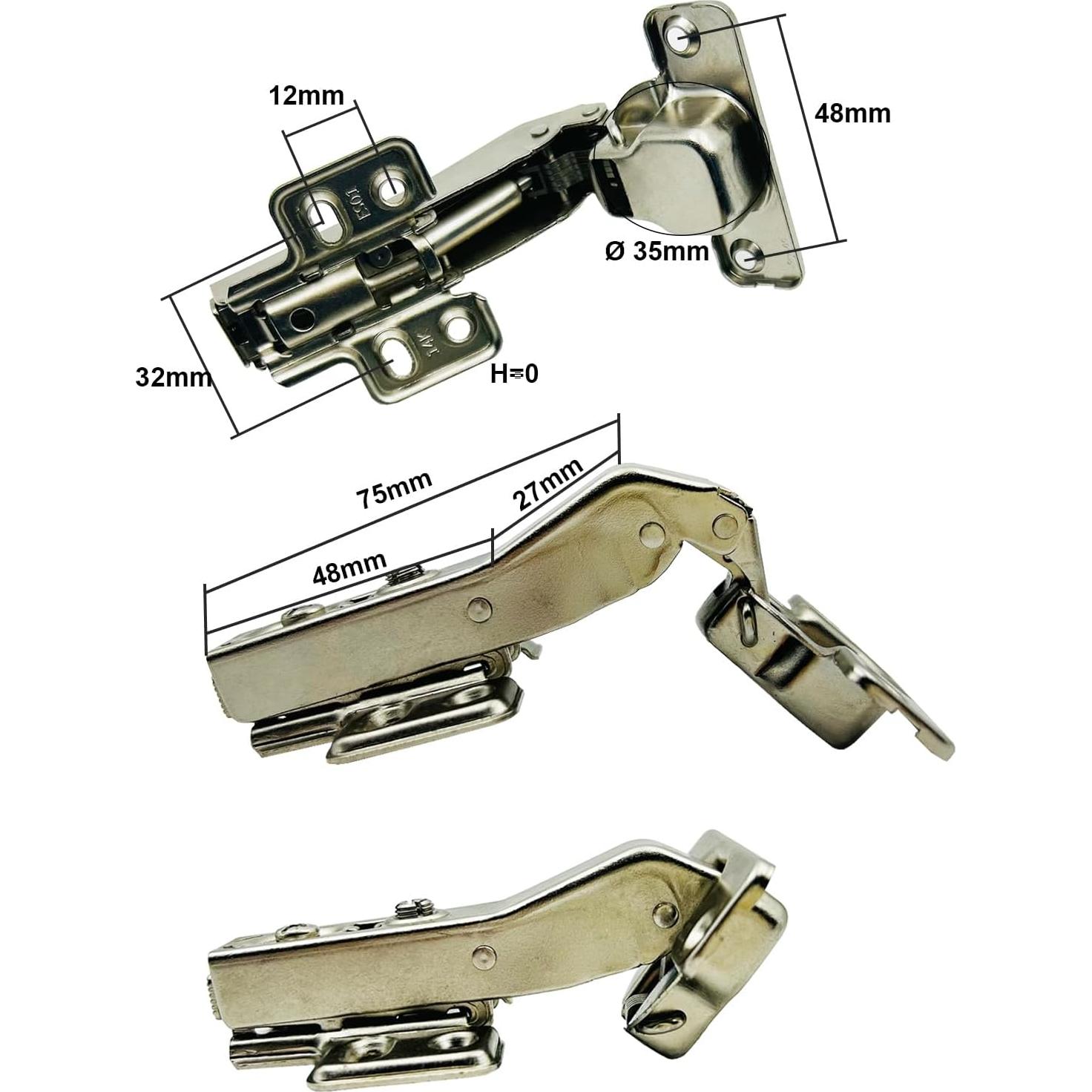 Bisagra de 45 Grados LIKERAINY con Amortiguador Hidráulico - 4 Piezas