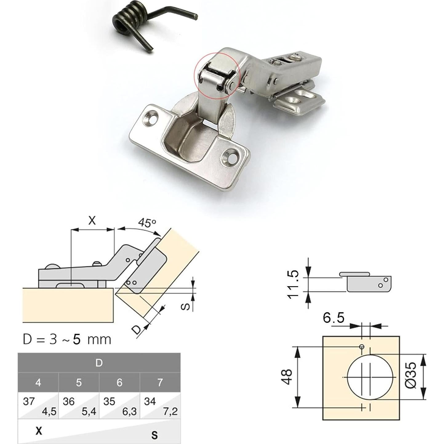 Bisagra de 45 Grados LIKERAINY con Amortiguador Hidráulico - 4 Piezas