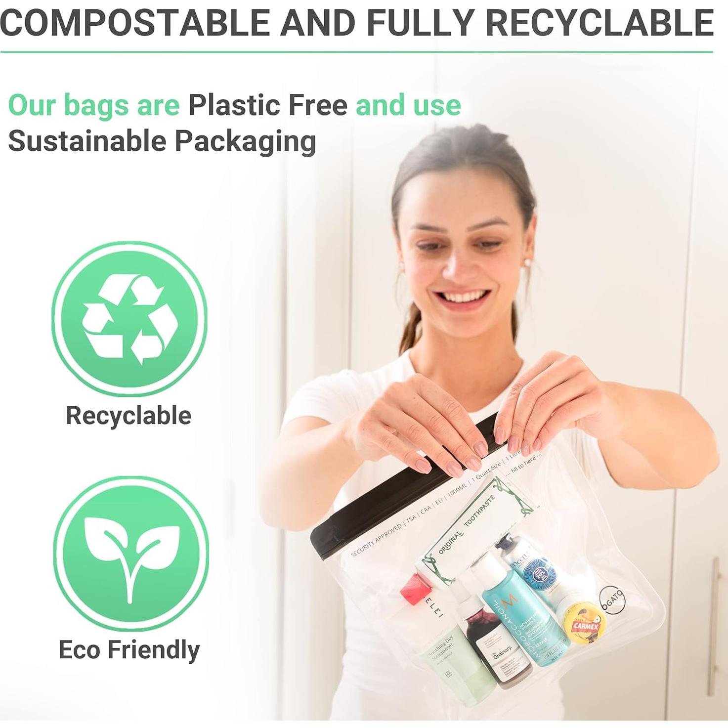 Ogato Bolsa de Aseo Transparente Aprobada por TSA - 3 Piezas