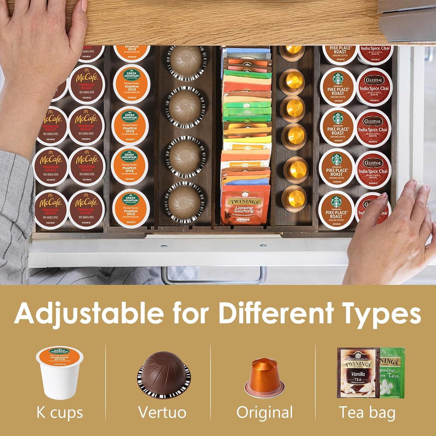 Cajón organizador de cápsulas de café Kssiaz marrón 32-51 cm