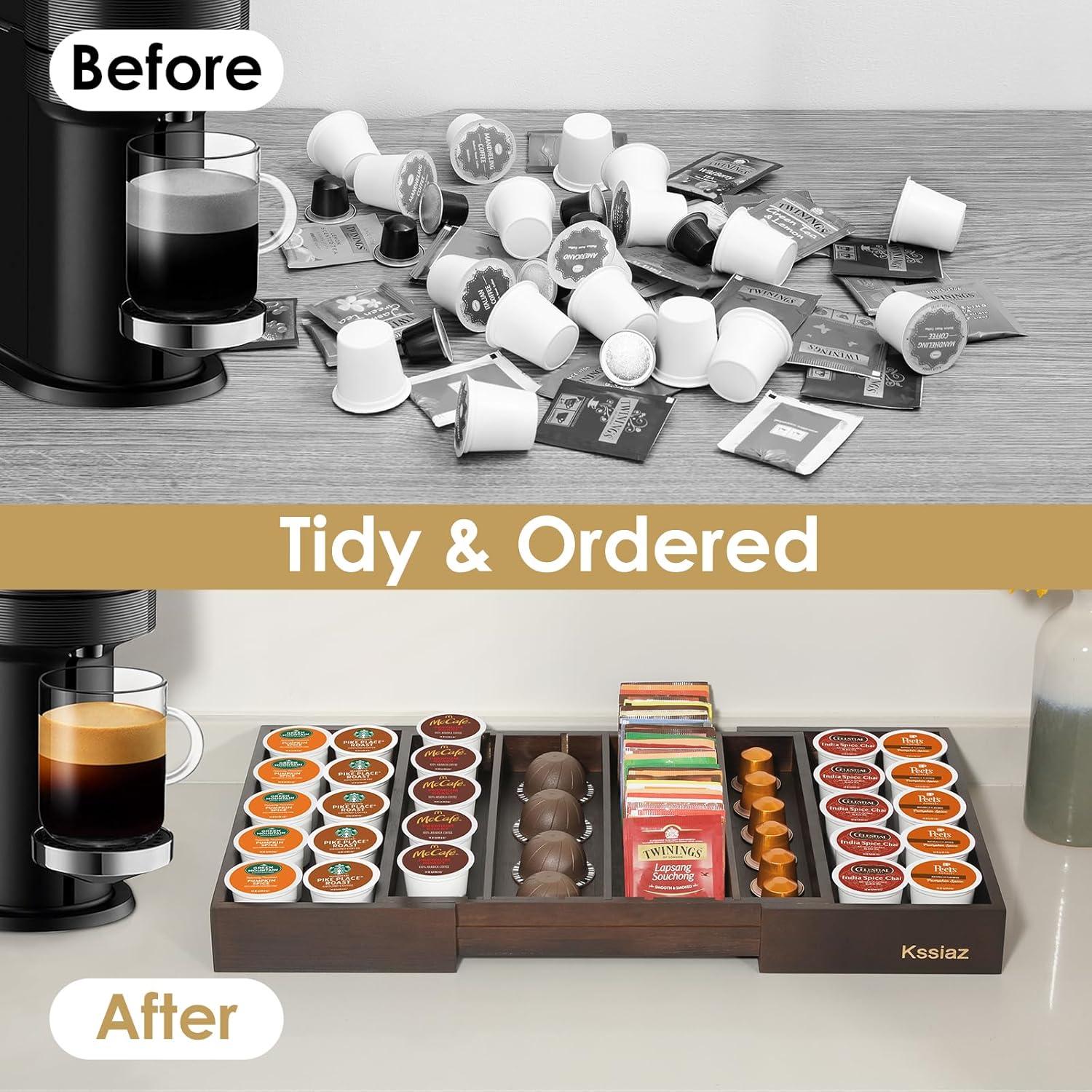Cajón organizador de cápsulas de café Kssiaz marrón 32-51 cm