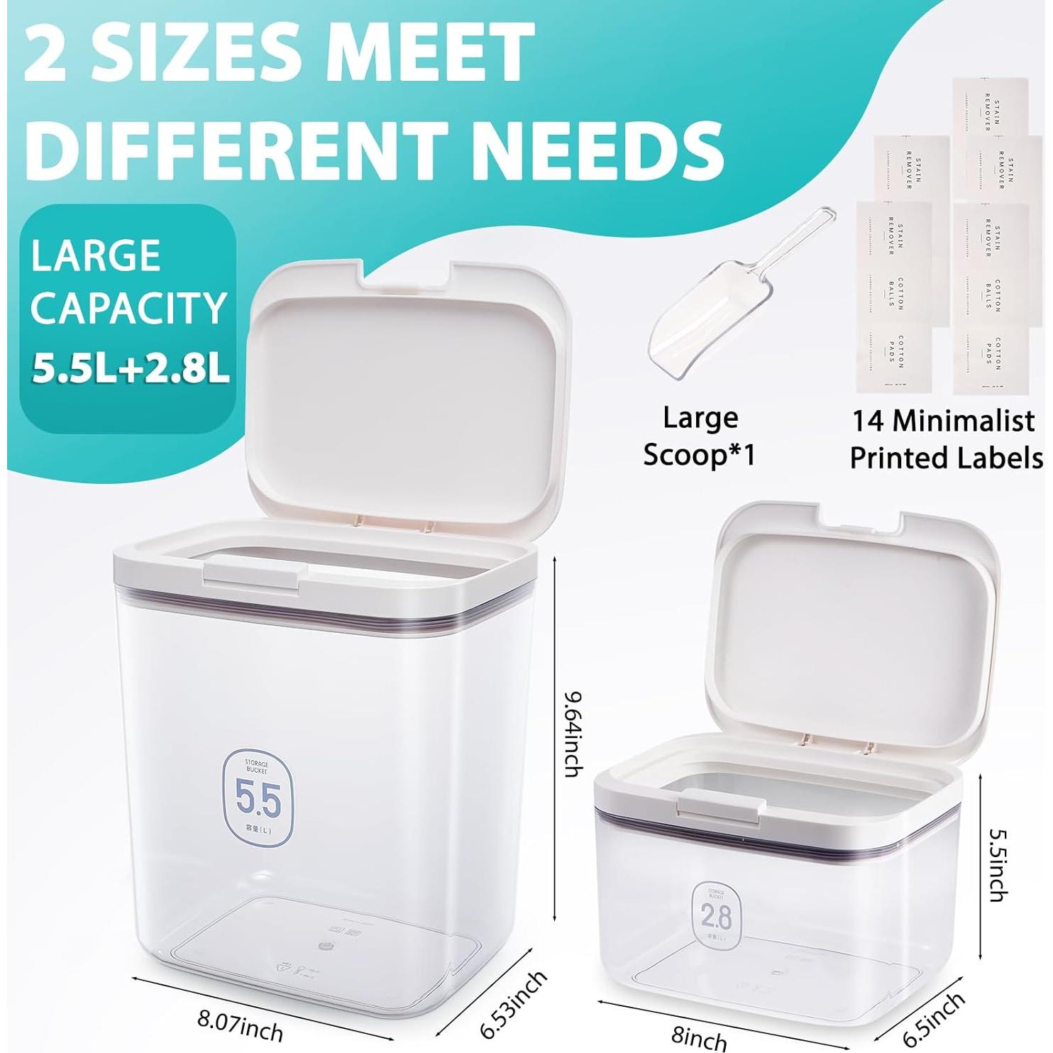 Contenedor de Polvo de Lavandería FACULX 8.3L con Tapa Hermética