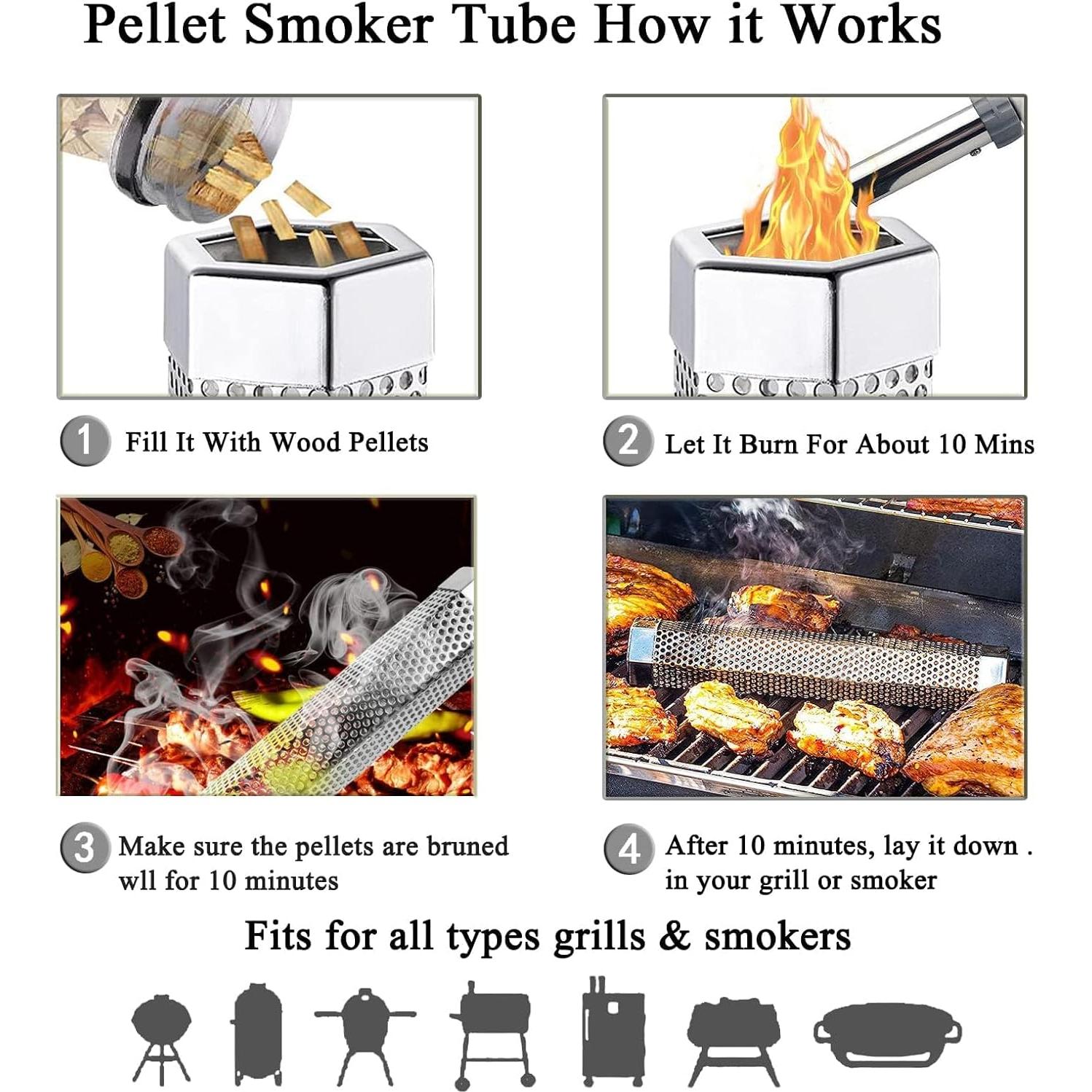 Tubo de Humo LOVEERCT 30 cm Acero Inoxidable para Parrilla