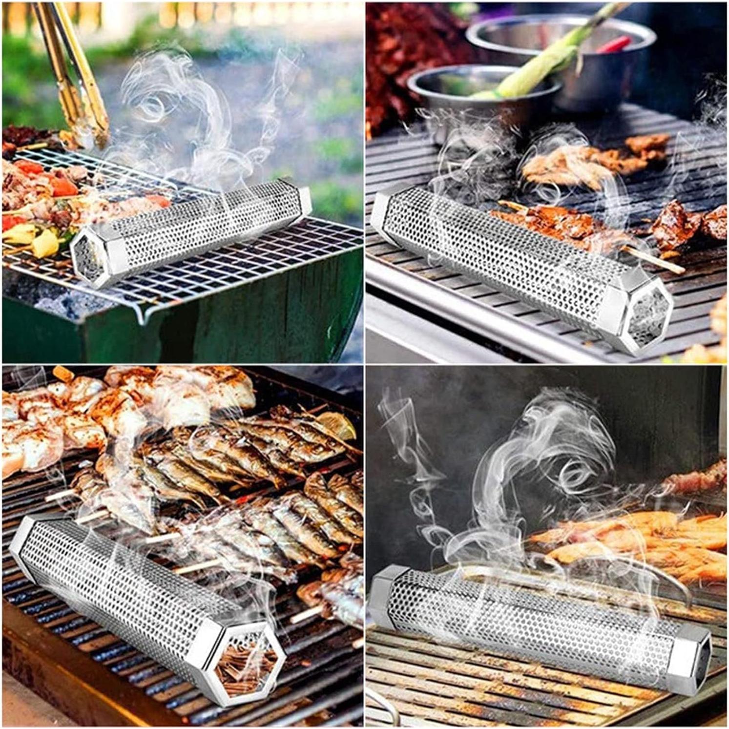 Tubo de Humo LOVEERCT 30 cm Acero Inoxidable para Parrilla